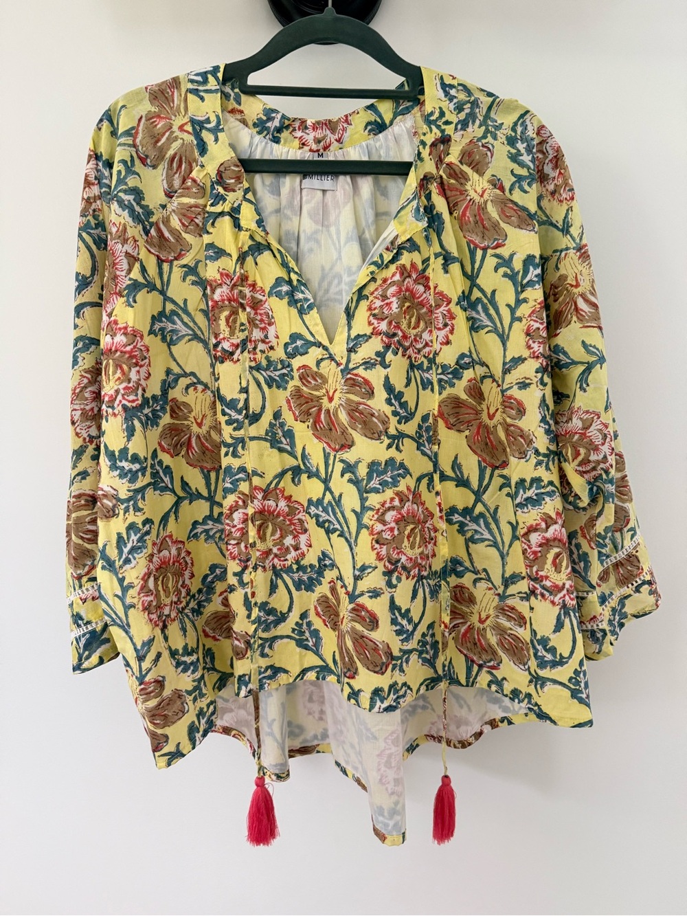 Floral V-Neck Tunic Top in Yellow